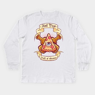 Pizza is my religion Kids Long Sleeve T-Shirt